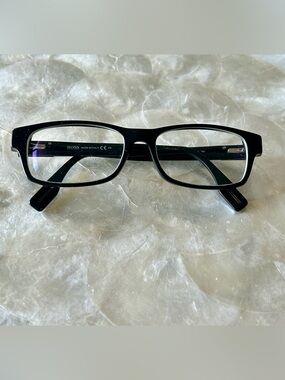 BOSS Men's Black Rectangular Eyewear Frames